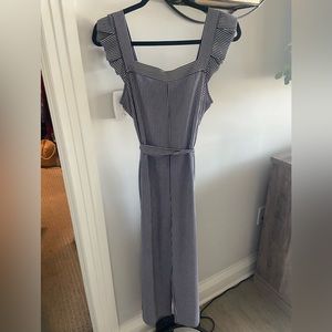 Navy and white striped jumpsuit